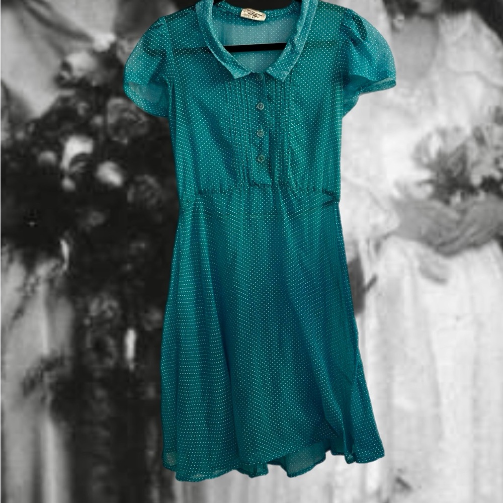 🔹 Vintage ~ polka-dot baby blue Sheer Dress 🔹